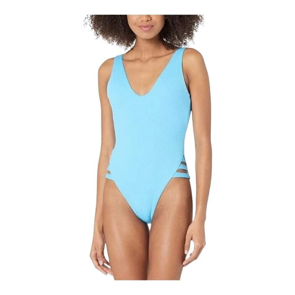 BECCA By Rebecca Virtue Color Prism High Leg One Piece Swimsuit Small Blue NWT
